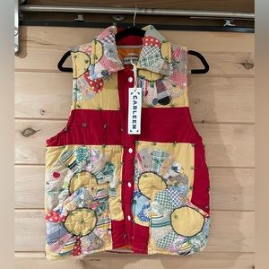 NWT** CARLEEN - Rare *One of a Kind* Quilt Vest - Size Large - Red & Yellow